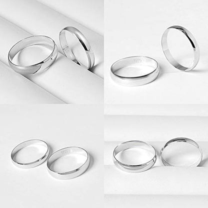 Dankadi Simple Fashion S925 Sterling Silver Ring Smooth Plain Dome Comfort Solid Silver Wedding Ring For Men & Women 3.5 mm 3-13# 24k Real Gold Plated Jewelry - color: Simple style silver