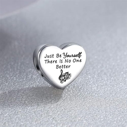 Heart Charm Fit for Pandora Charms Bracelet Inspirational Engraving Jewelry Personality Encouragement Gifts for Women - style: Love Heart Charms