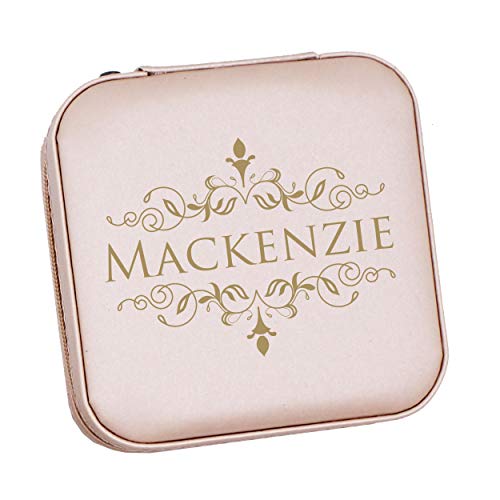 The Wedding Party Store Monogrammed Customized Small Compact Travel Jewelry Box Organizer Case (Pink) - color: Pink