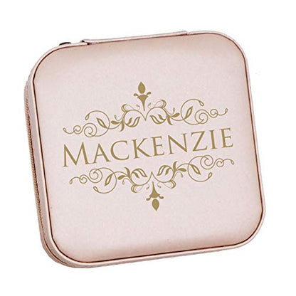 The Wedding Party Store Monogrammed Customized Small Compact Travel Jewelry Box Organizer Case (Pink) - color: Pink