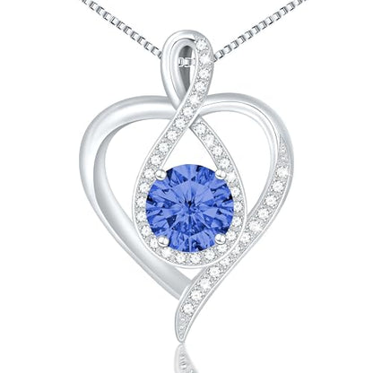 925 Sterling Silver Infinity Heart Necklace for Women, Rhodium Plated Cubic Zirconia Pendant Gift for Girlfriend Wife Mom - Anniversary Valentine's Day Birthday Present with Elegant Gift Box - color: Silver-09-Sep