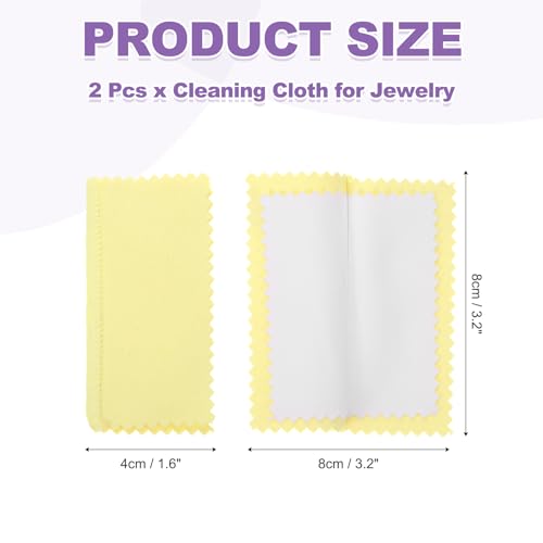 PATIKIL 3.2"x3.2" Jewelry Cleaning Cloth, 2 Pack Double-Sided Fleece Polishing Cloth for Gold, Silver and Jewelry, Yellow - color: Yellow, size: 3.2"x3.2"
