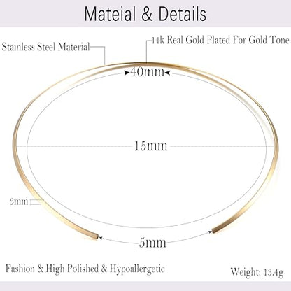 Sanfenly Choker Collar for Women 14K Gold Plated Silver Stainless Steel Metal Collar Choker Necklace Statement Open Cuff Bangle Necklace for Women - style: Open Gold