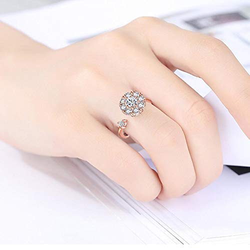 Fidget Rings for Anxiety, Womens Focus Spinner Ring, Discreet Boredom Relieving Ring Stacking Finger Promise Engagement Gift - color: Rose Gold Band Ring