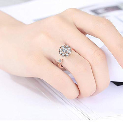 Fidget Rings for Anxiety, Womens Focus Spinner Ring, Discreet Boredom Relieving Ring Stacking Finger Promise Engagement Gift - color: Rose Gold Band Ring