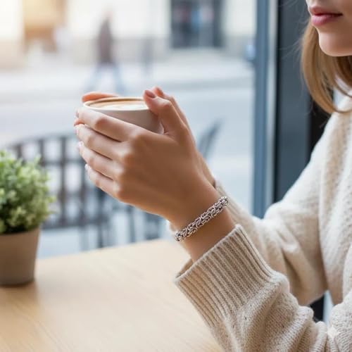 Artisan-Crafted Byzantine Bracelet for Women Hypoallergenic Stainless Steel Chain Link Jewelry with Secure Lobster Clasp Elegant Adjustable Bangle - size: 7.5 inch