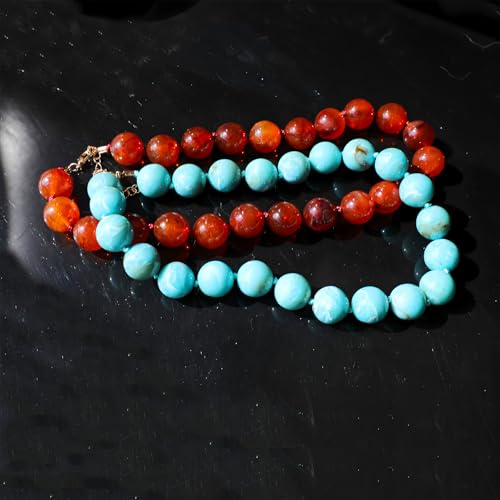 JNF Chunky Beaded Necklaces Women Large Big Ball Bead Choker Necklace Bold Statement Beads jewelry Gift - color: amber