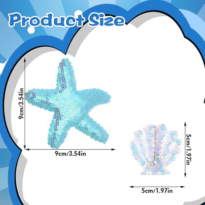 8pcs Glitter Seashell Hair Clip,Starfish Hair Clips Set,Little Mermaid Hairs Accessories,Cute Starfish Hairs Accessories for Girls,Beach Sea Star Hairpins for Women Girls