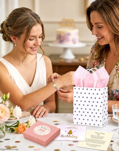 Birthday Jewelry Gifts For Girls Women, Four Leaf Clover & Heart Bracelets - color: Rainbow