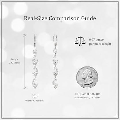 Sonateomber Gold Silver Pearl Rhinestone Dangle Earrings for Women, Elegant CZ Leaf Butterfly Bridal Earings Prom Wedding Fashion Jewelry Gift - color: Teardrop Silver
