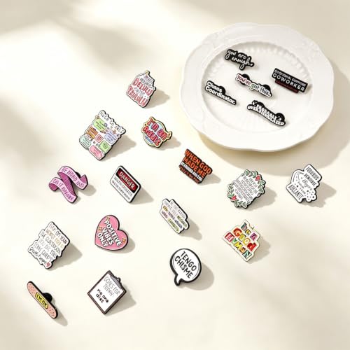 4/6/9/10/12/16/20PCS Cute Enamel Pins Bulk Set, Art Aesthetic Lapel Brooches, Humorous Quote Pins for Backpacks Jackets Hats Bags, Novelty Cool Badges for Women, Men, Teens, Kids - style: 20pcs B