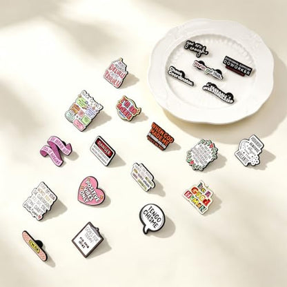 4/6/9/10/12/16/20PCS Cute Enamel Pins Bulk Set, Art Aesthetic Lapel Brooches, Humorous Quote Pins for Backpacks Jackets Hats Bags, Novelty Cool Badges for Women, Men, Teens, Kids - style: 20pcs B
