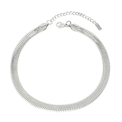 Stainless Steel Chain Ankle Bracelet for Women Adjustable Waterproof Anklet - color: Silver / 6mm Herringbone
