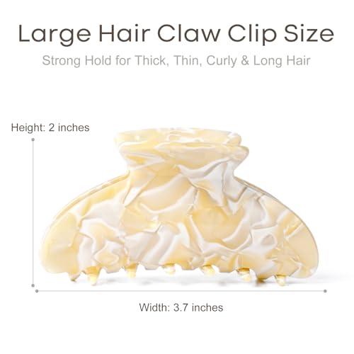 Aileam Acetate Hair Claw Clips for Women,Beige Pink hair clip French Design Strong Hold Non-Slip claw clips for Thick Hair, 2 Pack - color: Beige & Deep Pink