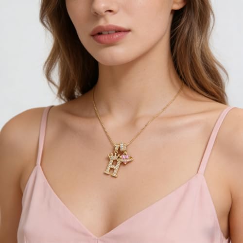 18K Gold & Silver Plated Initial Necklaces for Women - color: H-Gold