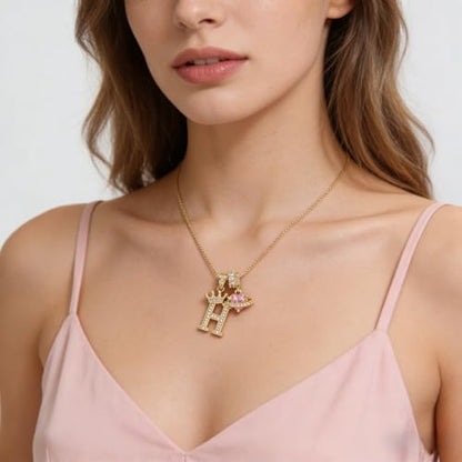 18K Gold & Silver Plated Initial Necklaces for Women - color: H-Gold