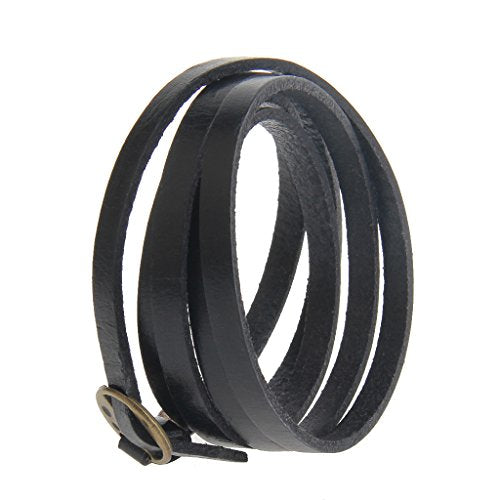 GelConnie Punk Leather Cuff Bracelet Adjustable Straps Wrap Bracelets Arm Armor Cuff Gothic Leather Wristbands for Men, Women - color: Multilayer Bracelet-Black