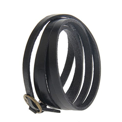 GelConnie Punk Leather Cuff Bracelet Adjustable Straps Wrap Bracelets Arm Armor Cuff Gothic Leather Wristbands for Men, Women - color: Multilayer Bracelet-Black