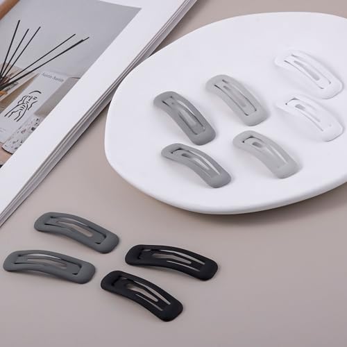 20 PCS Small Rectangle Hair Barrettes For Women Non Slips Snap Clips For Thin Fine Hair,Matte Black Gray White,1.97 x 0.55Inch - color: Matte Black Gray White