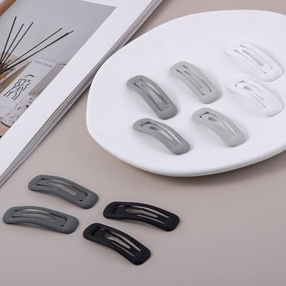20 PCS Small Rectangle Hair Barrettes For Women Non Slips Snap Clips For Thin Fine Hair,Matte Black Gray White,1.97 x 0.55Inch - color: Matte Black Gray White