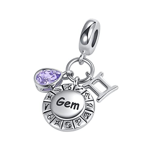 NanMuc Constellation Charm for Women Bracelets Horoscope Zodiac Sign Teardrop Birthstone Birthday Anniversary Dangle Bead for Mom Grandma - style: Gemini(5.22-6.21)
