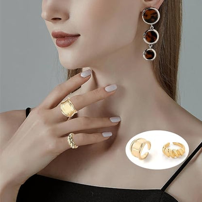 15-25 Pcs Chunky Gold Rings Set for Women, Stackable Finger Midi Rings, Dainty Gold Stacking Statement Womens ring pack - color: Gold-15Pcs
