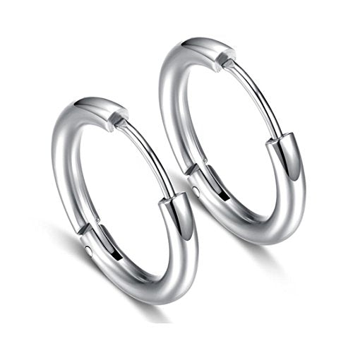 Hypoallergenic Titanium Steel Loop Earrings Set for Men Women Huggie Hoop Cartilage Piercing 18G - color: A:Mixed 4Pairs