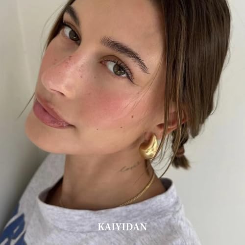 2 Pairs Gold/Silver Hoop Earrings For Women Set Trendy,14K Plated Gold Chunky Huggie Hoop Earings Pack,Oval Twisted Statement Silver Hoops,Fashion Jewelry Gift - color: 9) conch stud