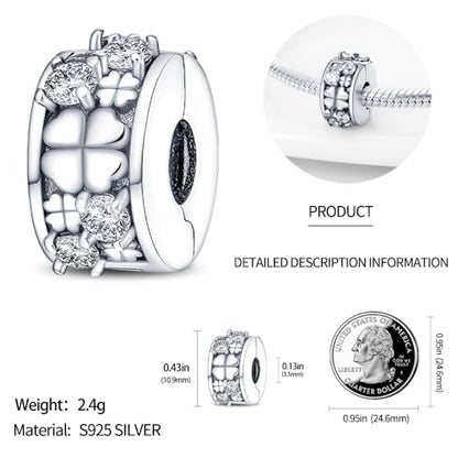 Pandach 925 sterling silver Clip Spacer Charm for Bracelet Clip Lock Stopper Bead Spacer European Openable Beads 2Pcs - style: 2-PAC289