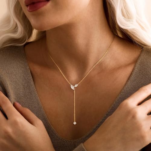 Gold Necklace for Women, Dainty Long Necklace 14k Gold Plated Lariat Long Necklaces for Women Trendy Simple Statement Drop Necklace Fashion Body Chain Prom Jewelry Gold Accessories - color: 21-Gold