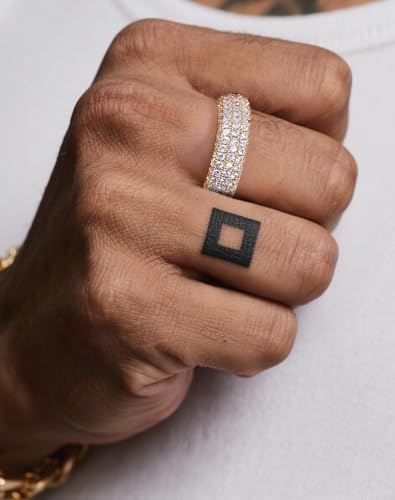 Bling Halo Stacking Ring for Men Women - 18k Gold Plated Stackable Cubic Zirconia Band - Created Diamond Iced Out Hip Hop Jewelry Gifts - color: Style B-Rhodium Plated, size: 9