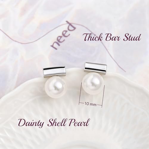 925 Sterling Silver Hoop Handpicked AAA+ Quality 7.5-8mm White Freshwater Cultured Pearl Dangle Drop Earrings Jewelry for Women - color: 8. Silver Plated Bar