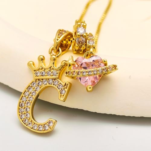 18K Gold & Silver Plated Initial Necklaces for Women - color: C-Gold