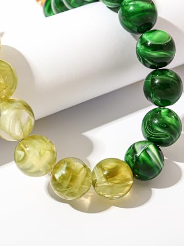 Chunky Beaded Necklaces for Women Statement Necklace | Bold Chunky Choker, Large Resin Beads, Adjustable Necklace, Boho Trendy Summer Beach Holiday Jewelry - color: Green-01