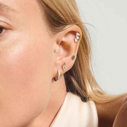 G23 Titanium 16G Tragus Conch Piercing Jewelry Flat Back Stud Earrings | Hypoallergenic CZ Nose Dangle Helix Medusa Lip Labret Body Piercing Jewelry, 14K Gold Plated, Silver, 6 and 8 mm Post Length - color: Clear CZ-Titanium