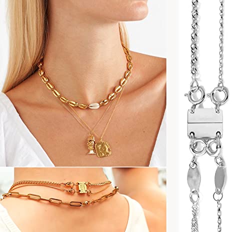 Dailyacc Layering Magnetic Necklace Clasp,18 K Gold and Silver Separator for Stackable Necklaces - color: 1PCS - 2 Silver