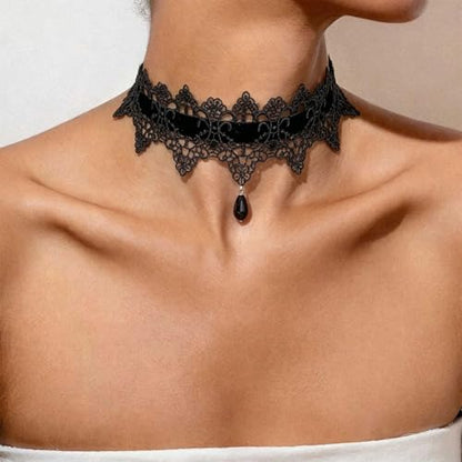 Black Necklaces for Women,Adjustable Layered Collar,Goth Jewelry - color: Lace