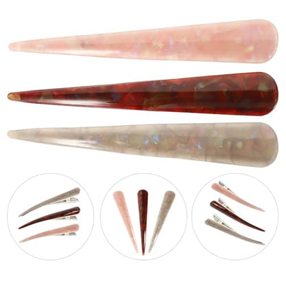 3pcs Acrylic Hair Clips Set for Women, Long Large Hairpin Barrettes in Pink, Coffee, and Cream, Decorative Hair Accessories for Styling and Everyday Use