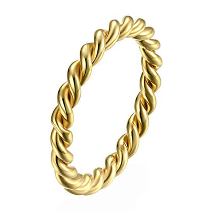Women's Stainless Steel 1.1mm Rope Thin Wedding Ring Silver Rose Gold Plated Size 4 to 9 - color: 3mm, Gold