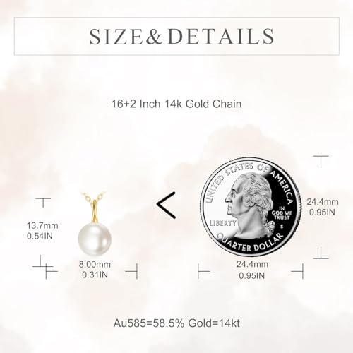 KECHO 14k Gold Pearl Necklace for Women, Freshwater Pearl Pendant Jewelry Wedding Anniversary Birthday Gifts for Her - style: C-Pearl Necklace