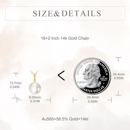 KECHO 14k Gold Pearl Necklace for Women, Freshwater Pearl Pendant Jewelry Wedding Anniversary Birthday Gifts for Her - style: C-Pearl Necklace