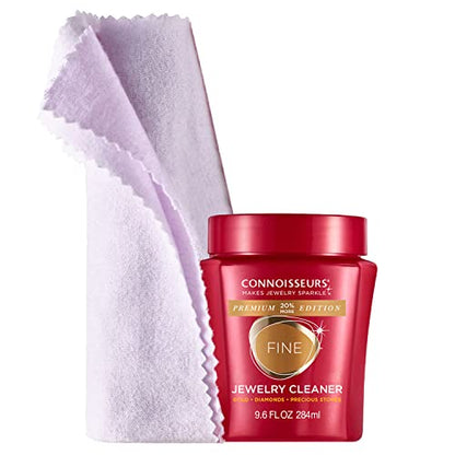 CONNOISSEURS Premium Edition Jewelry Cleaner, Value Size 9.6oz - Pick from Fine, Silver or Delicate Jewelry Cleaner - style: Fine - 9.6 Ounce + Polishing Cloth