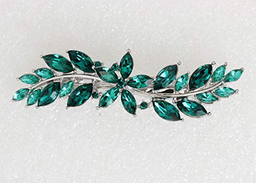 Faship Gorgeous Green Rhinestone Crystal Small Floral Hair Barrette Clip - color: Green