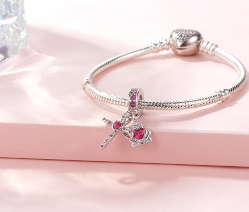 Silver Cross Birthstones Charm Fit for Pandora Charms Bracelet Crown Dangle Charms Beads Birthday Jewelry Gifts for Women - style: July