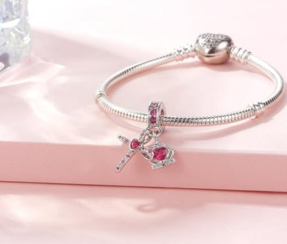 Silver Cross Birthstones Charm Fit for Pandora Charms Bracelet Crown Dangle Charms Beads Birthday Jewelry Gifts for Women - style: July