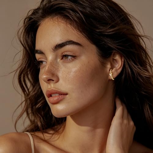 CZ Suspender Cuff Stud Earrings Wrap Earlobe Silver Post Cubic Zirconia Minimalist Jewelry for Women - color: Gold Butterfly CZ