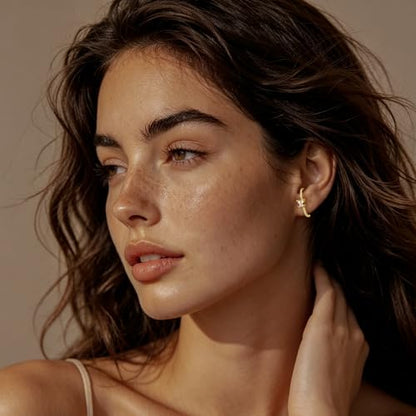 CZ Suspender Cuff Stud Earrings Wrap Earlobe Silver Post Cubic Zirconia Minimalist Jewelry for Women - color: Gold Butterfly CZ