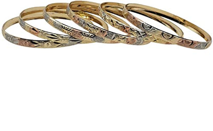 Treasure Jewelry Bollywood Bangles Gold Plated Bangle Set of 6 (Tricolor, Size 4-2.25in diameter)