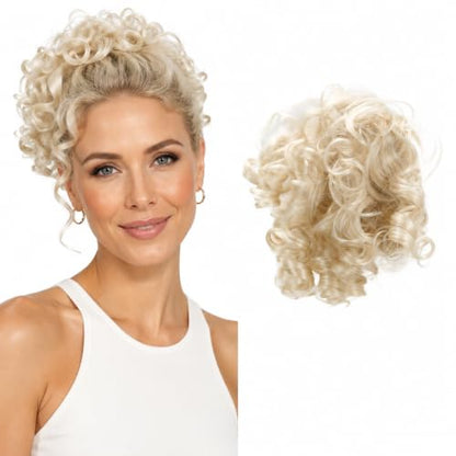 CAISHA Jumbo Hairpiece Scrunchy Updo Voluminous Curly Messy Bun Light Blonde G17L - color: light blonde #613 G17L