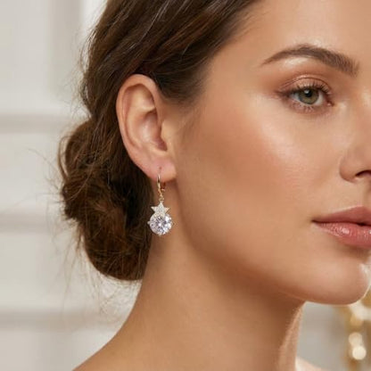 Sonateomber Gold Silver Small Hoop Dangle Earrings for Women, Trendy Dainty Rhinestone CZ Dangling Prom Wedding Leaf Flower Snowflake Butterfly Starfish Fashion Jewelry Gift - color: Purple